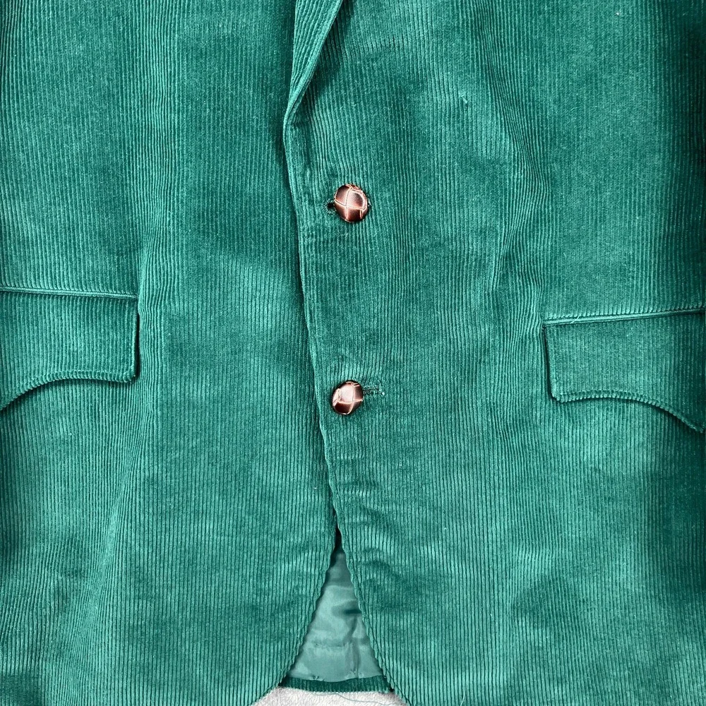 Vintage Sheplers Corduroy Western Blazer Men's 42 Reg Green Suede Elbow Patches